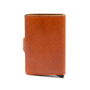 MINIWALLET PERFORATED COGNAC