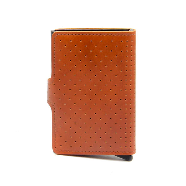 MINIWALLET PERFORATED COGNAC