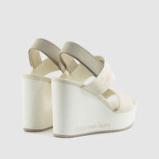 SANDALIA WEDGE WEBBING CREAMY WHITE