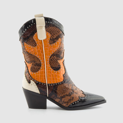 BOTA COWBOY NARANJA CUERO